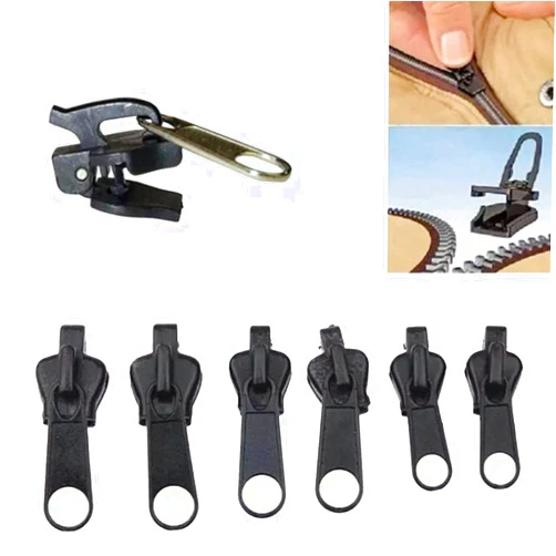Darzheoy Fix Zip Puller, 12PC Zip Slider Repair Instant Kit, 3 Sizes Replacement Zipper Slider, Fix Zipper Removable Rescue Replacement for Repairing Coats,Jackets, Luggage (12PCS, Black)