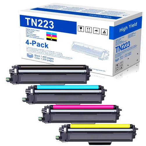 TANFENJR TN223 BK/C/M/Y Toner Cartridge TN223 4PK Black, Cyan, Magenta & Yellow Toner Replacement for Brother TN-223 Toner MFC-L3770CDW MFC-L3710CW HL-3210CW HL-3230CDW HL-3270CDW HL-3290CDW Printer (TN2234PK)