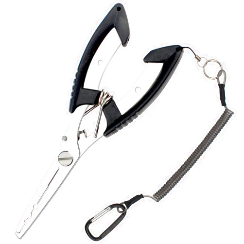 Faveten Fishing Pliers, Multifunction Fishing Gear, Resistant Fishing Tools, with Lanyard Fish Line Cutters Split Ring Hook Remover, Rubber Handle for Freshwater Saltwater