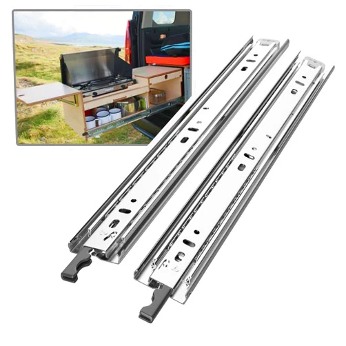 PHWALK 1 Pair 14 Inch 150 Lb Heavy Duty Drawer Slides with Lock Full Extension Ball Bearing Cabinet Telescoping Sliding Rails Tool Box Runners Tracks Glides Side Mount (with lock, 14 inch)