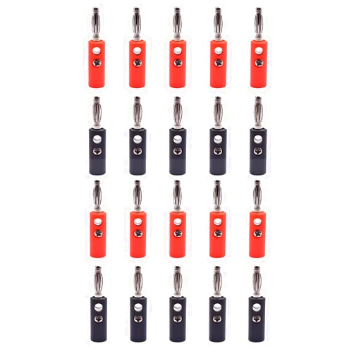 HiLetgo 20pcs 4MM Banana Plug Male Audio Speaker Jack Amplifier Banana Plug Terminal Connectors (10 Red + 10 Black)