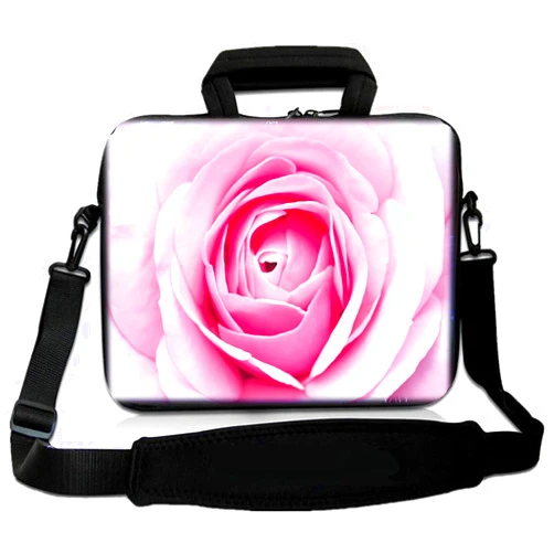 AUPET 15.6 inch Laptop Shoulder Bag Pink Rose Carrying Case Sleeve Notebook Messenger Tote Bag for Men Women (14“ 15” 15.4“ 15.6”, FP-SHB15-029)