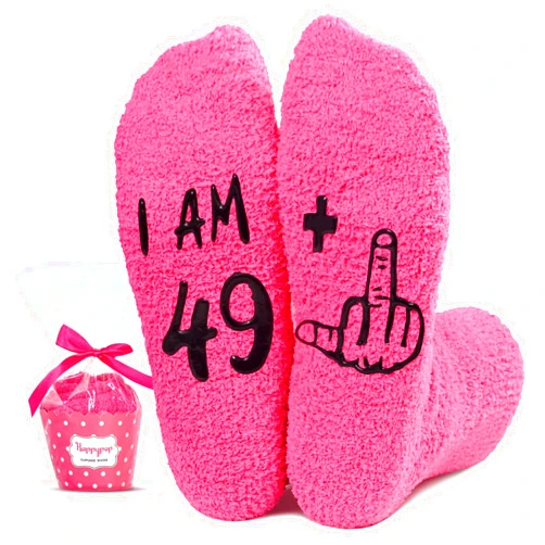 HAPPYPOP 50th Funny Birthday Gifts for Women - Gifts for 45 50 Year Old Women, Socks for Women in Their 40s
