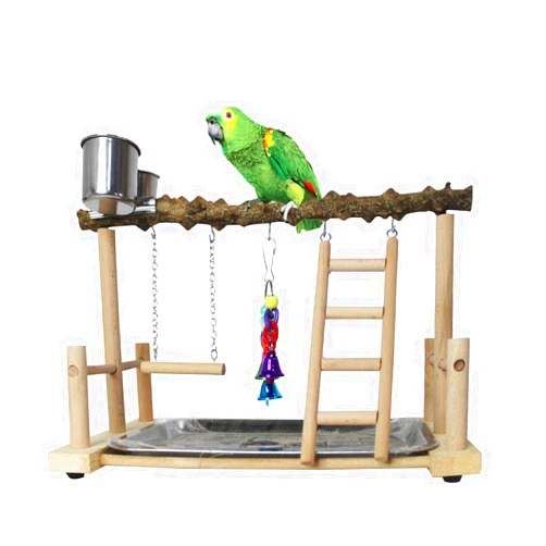 kathson Bird Playground,Parrots Play Gym,Parakeet Play Stand with Prickly Ash Wood Perch,Cockatiel Playstand with Feeder Cups and Exercise Toys,Birds Perch Stand for Budgie Conures Cockatoos Lovebirds