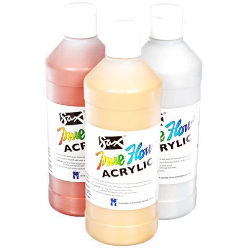 Sax True Flow Heavy Body Acrylic Paints, 1 Pint, Assorted Metallic Colors, Set of 3,402433
