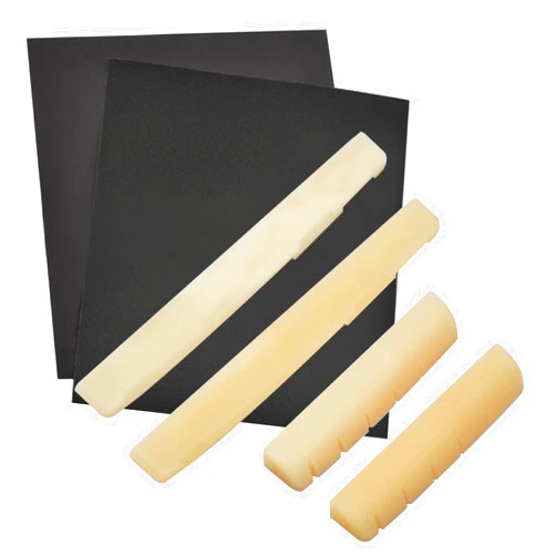 SAPHUE 6Pcs Unbleached Bone Guitar Nuts Blank For Electric Bass Acoustic Classical Guitar Mandolin Banjo Ukulele Nut Blank (2 set Acousitc Bone Saddle and Nut)