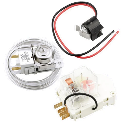 JPKTA 2198202 Cold Control Thermostat W10822278 Defrost Timer W10225581 Bimetal Thermostat Refrigerator Defrost Complete Kit Replacement Part by JPKTA Compatible with Whirlpool Kenmore WP2198202
