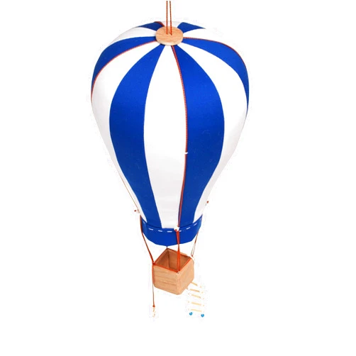 Handmade Hanging Textile Hot Air Balloon Kids Room Nursery Decor Navy and White Large 12in