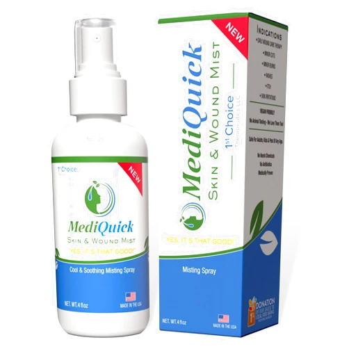 MediQuick Mist Skin & Wound Repair helps speed Healing Naturally with a 12 hour action Safe with No Sting | Helps with Acne,Rash,Burns,Cuts,Eczema,Itch,Bites & More First-Aid Must Have-Made in USA 4oz