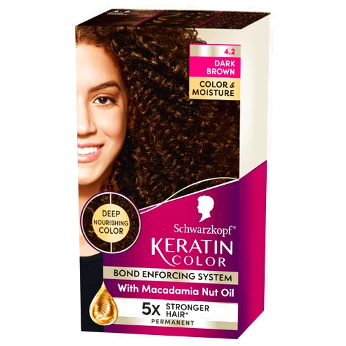 Schwarzkopf Keratin Color, Color & Moisture Permanent Hair Color Cream, 4.2 Dark Brown