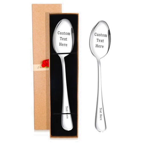 Atdesk Custom Spoon, Stainless Steel Coffee Spoon, Engraved Name Ice Cream Spoon, Anniversary Birthday Christmas Gifts, Mirror Finished & Dishwasher Safe (2)