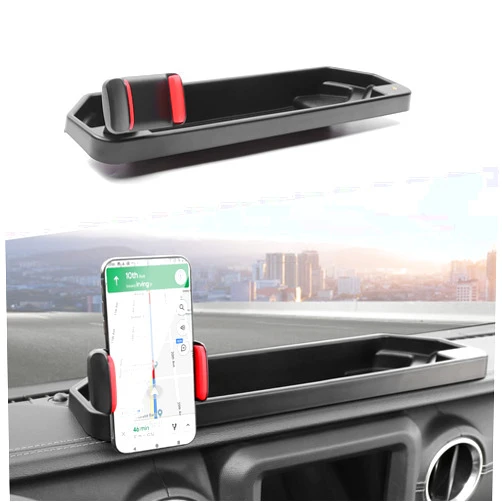 Voodonala for Jeep JL Phone Holder with Storage Box Cell Phone Dash Multi-Mount with Tray for 2018-2023 Jeep Wrangler JL Gladiator JT Accessories (Upgraded Version)