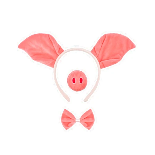 HODRME 4 Pieces Pig Ears and Tail Set-Piglet Headband with Tail Snout Bow Tie Cosplay Party Halloween Costume Accessories