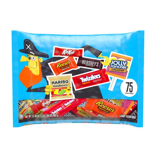 HERSHEY'S Hershey Miniatures Assorted Flavored, Halloween Candy Bag, 23.36 oz (75 Pieces)