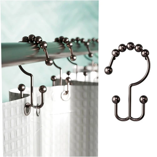Zenna Home Metal Double Glide Shower Rings, Oil Rubbed Bronze – Set of 12 Heavy Duty, Rust-Resistant Shower Rings with Smooth Glide for Shower Curtains and Liners