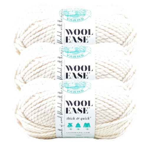 Lion Brand Yarn (3 Pack) Lion Brand Yarn 640-308 Wool-Ease Thick and Quick Yarn, 97 Meters, Starlight
