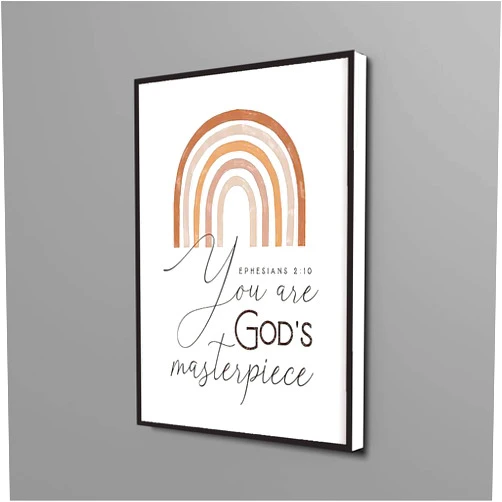 TOMIJA NASA WALL ART, country bathroom bedroom decor for girls, You are Gods masterpiece Ephesians 2 10 Printable Rainbow Bible Verse Scripture Art (2), white9, 12x18 inch, (30X45CM)Framed