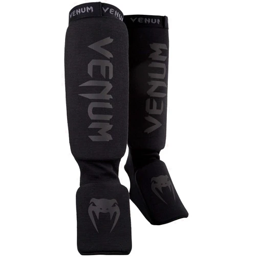 Venum Kontact Shinguards - Black/Black, One Size