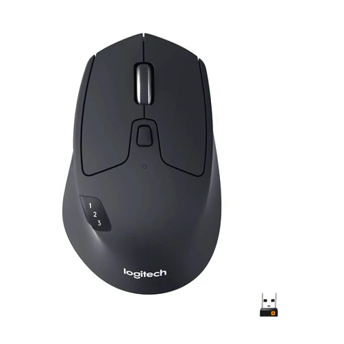 Logitech M720 Triathlon Multi-Device Wireless Mouse, Bluetooth, USB Unifying Receiver, 1000 DPI, 6 Programmable Buttons, 2-Year Battery, Compatible with Laptop, PC, Mac, iPadOS - Black
