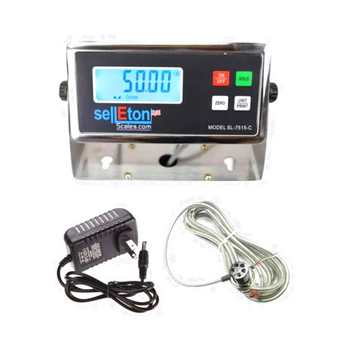 SELLETON.COM ACCURATE SCALES WITH BETTER PRICING SellEton Replacement SL-7515-C Indicator, 5 Prong (Big/M16) + Cable (5 Prong to Naked Stainless Steel) Compatible with Any Floor Scale or Bench Scale!
