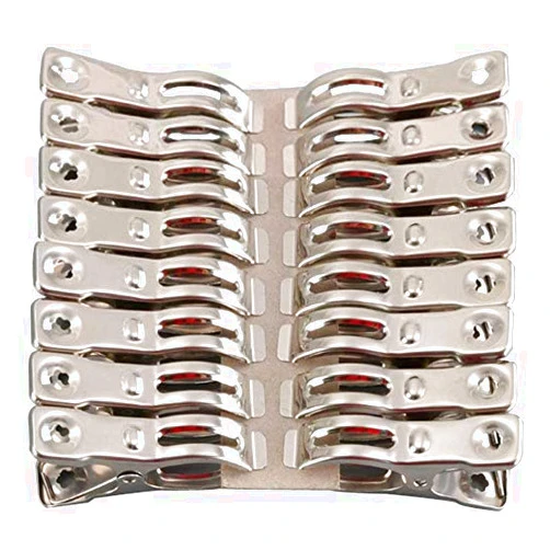FOMMEN Clothes Pins 32 Pcs Metal Beach Chair Towel Clips,Heavy Duty Stainless Steel Clothespin, Row Cover Clips,Garden Clips,Greenhouse Clamps