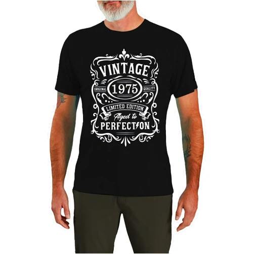 PNORATM 50th Birthday Vintage Shirt for Men：Vintage 1975 Shirt Aged to Perfection Graphic Tee 50th Birthday Gift