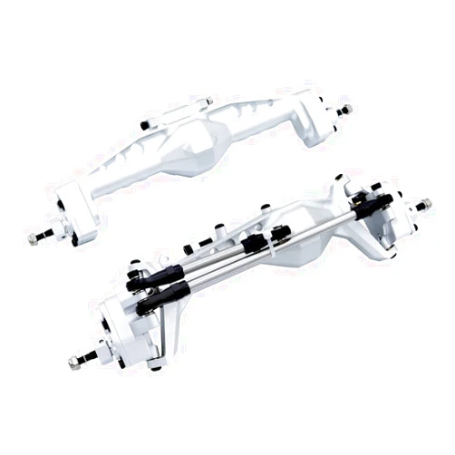 FACCNOY Aluminum Offset Portal Axle with Adjustable Upper Link Mount for 1/10 RC Car Crawler SCX10 III AR45P Rock Buggy LCG Cheater Rigs (Silver)