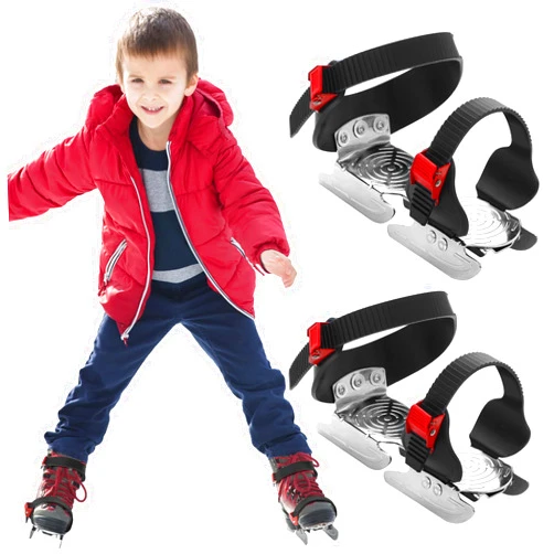 VioraWhite Toddler Ice Skates Adjustable Double Runner Ice Skates with Hook and Loop Fastener Straps Double Blade for Kids Toddler Girls Boys Children Training Shoes Beginner Junior