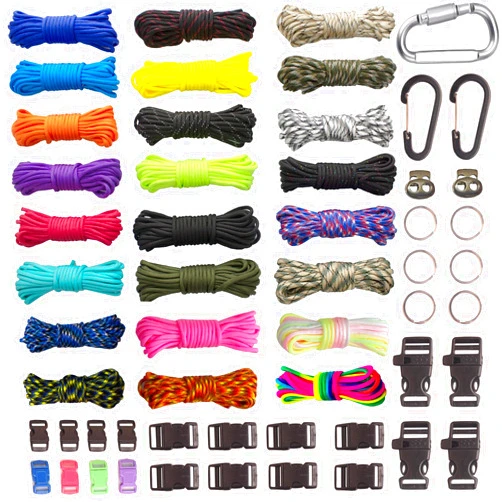 GeGeDa Paracord,Paracord 550 Combo Crafting Kits with 5 Types Buckles,20 Feet Each Paracord Rope (Light Rainbow Set 200feet) (JIP-Set)