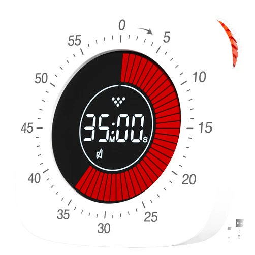 Shintrend Visual Timer for Kids, Desk Countdown Timer for Classroom Homeshcool Study Office Time Management Tool, 60 Minute Silent Timer for Kids and Adults, Pomodoro Timer with 4 Alarm Modes(White)