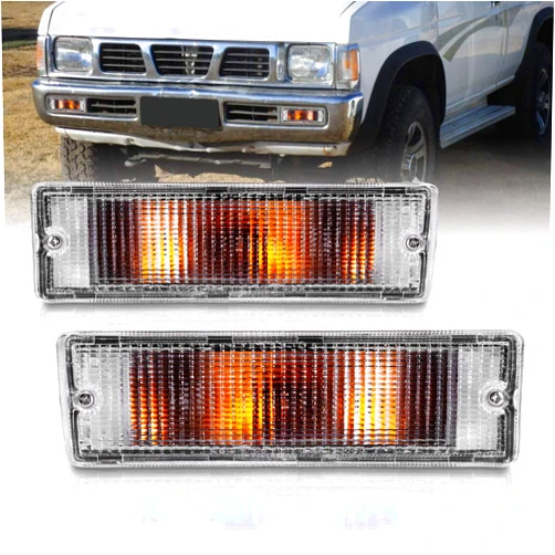 AmeriLite Replacement Clear Bumper Lights Pair for 1988-1997 Nissan Hardbody PickUp / 88-95 Pathfinder - Passenger and Driver Side