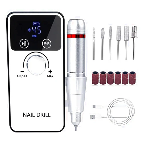 ZUAN TIME 45000RPM Electric Nail Drill Professional, Portable Cordless Electric Nail File, Nail Drill Kit with 6 Drill Bits & Sanding Bands, E File for Acrylic & Gel Nails, Nail Salon & Home Use