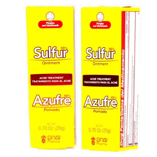 Biosulfur Grisi Sulfur Soap Acne Treatment Bar Soap 3-Pack and Sulfur Ointment for Pimples Blackheads Blemishes 2 Count