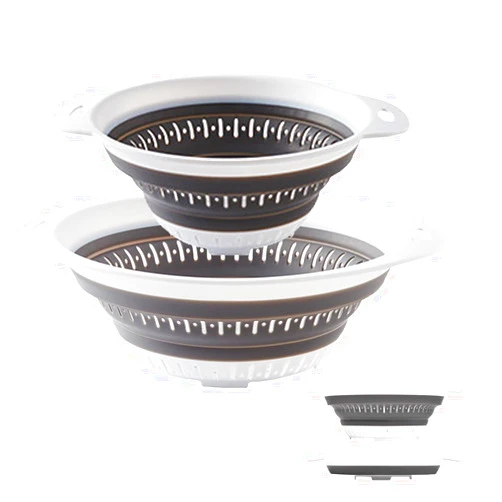 LogFaadCoi Collapsible Colander and Strainer,Silicone Strainer Colanders & Food Strainers,for Vegetable and Fruit, Kitchen Essentials (2, White, 1.3L+2.5L)
