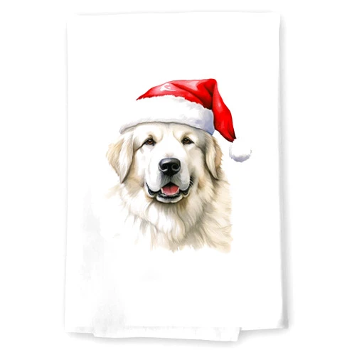 Generic Adorable Christmas Kitchen Hand Towel | Great Pyrenees | Pet Animal Lover Gifts