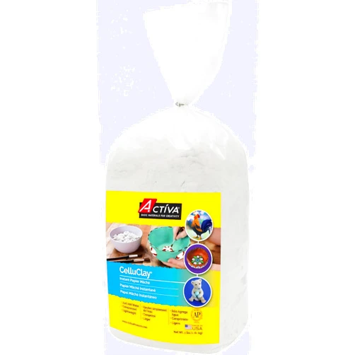 Activa CelluClay Instant Paper Mâché, White, 4lb (1.8kg) Sculpting & Texturing Material for Arts & Crafts