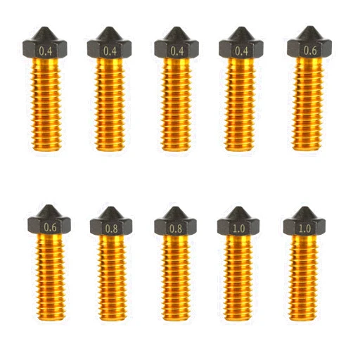 IdeaFormer-3D 10Pcs V6 Volcano PTFE Nozzles 0.4/0.6/0.8/1.0mm M6 Thread Hotend Extruder PTFE Coating Volcano Nozzle for Artillery Genius, Sidewinder X1, X2, for Anycubic Vyper, Kobra Plus, Kobra Max