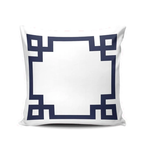 SALLEING Custom Fashion Home Decor Pillowcase Navy Blue and White Greek Key Border Square Throw Pillow Cover Cushion Case 18x18 Inches One Sided Print