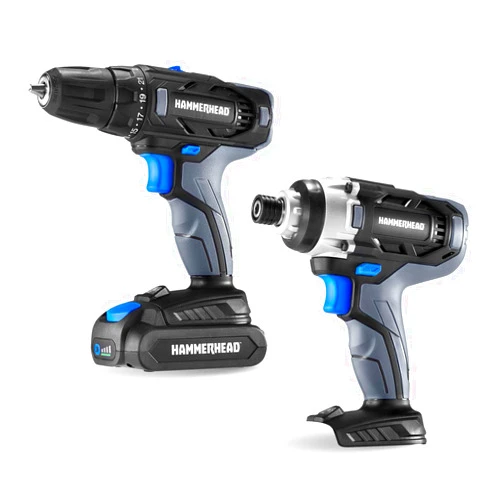 Hammerhead 20V Cordless 2-Tool Combo Kit: Drill and Impact Driver with 1.5Ah Battery and Charger - HCC2020