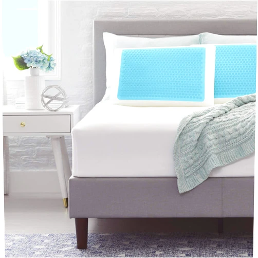 Comfort Revolution Blue Bubble Gel + Memory Foam Pillow, Standard (Pack of 1), White