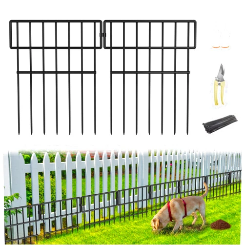MIWEVRO 19 Panels Animal Barrier Fence No Dig, 20.6 Ft(L) X 17 in(H) Decorative Garden Edging Fence for Yard, Rustproof Metal Outdoor Garden Fences Borders for Dogs, Small Pet, Landscape, and Lawn