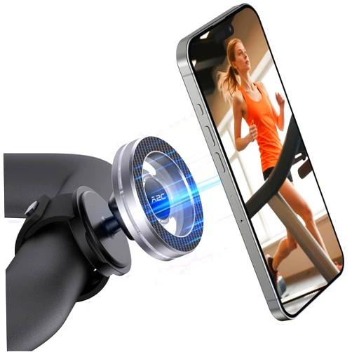 A2C Phone Holder for Peloton Bike, Stroller Phone Holder with Strong Magnets, Adjustable Strap Phone Mount for Shopping Cart, Treadmill, Golf Push Cart, Exercise Bike, Compatible with iPhone & Android