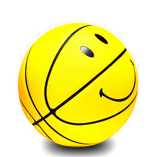 Ashendikan No. 5 and No. 7 Smiley Basketball, Leather Wear-Resistant, Good Grip. for Indoor and Outdoor Training and Competitions, The Best Gift for Children (Yellow) (7)