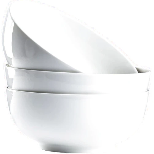 Hesen 60 oz Large Soup Bowl, Pho Bowls, Large Ramen Bowl Set of 3, 8 in Off White Porcelain Big Bowls…