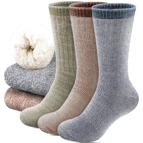 Annsuki Wool Hiking Socks Heavyweight Thermal Warm Crew Winter Cozy Boot Socks for Men Hunnting Camping (3 Pack, Size 6-13)