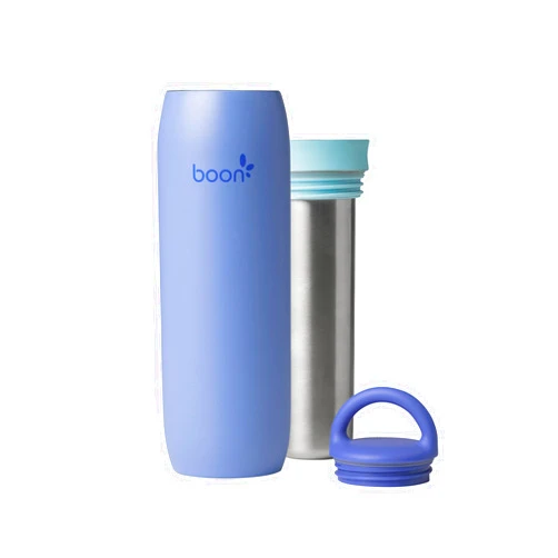 Boon Frosh Portable Breast Milk Chiller - Stainless Steel Breast Milk Cooler - Stainless Steel Portable Milk Storage Container - Blue - Keeps Breast Milk Cold for up to 17 Hours*