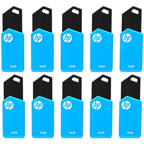 HP 16GB v150w USB 2.0 Flash Drive 10-Pack, Blue