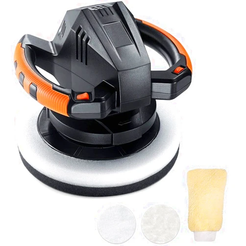 1256 Waxer Polisher 1.1Amp, 10-Inch Dual Action Random Orbital Car Buffer Polisher Waxer, 10Ft Power Cord, Variable Speed, With Polisher Pad Bonnets and Gloves, Ideal for Car Waxing - TCP01A