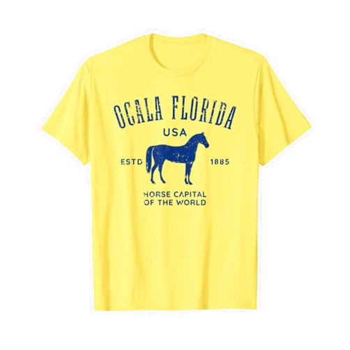 Awesome Ocala Florida USA Equestrian Horse Designs Ocala Florida USA Horse Capital Distressed Equestrian Design T-Shirt