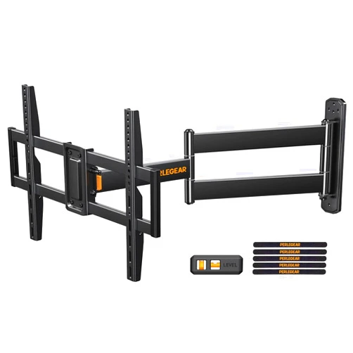 Perlegear Corner TV Wall Mount Long Arm TV Mount Bracket for 32-75 Inch TVs-Full Motion TV Wall Mount with 32.37” Extension & Swivel Articulating Arm & Tilt, MAX VESA 600x400mm, Holds up to 100 lbs